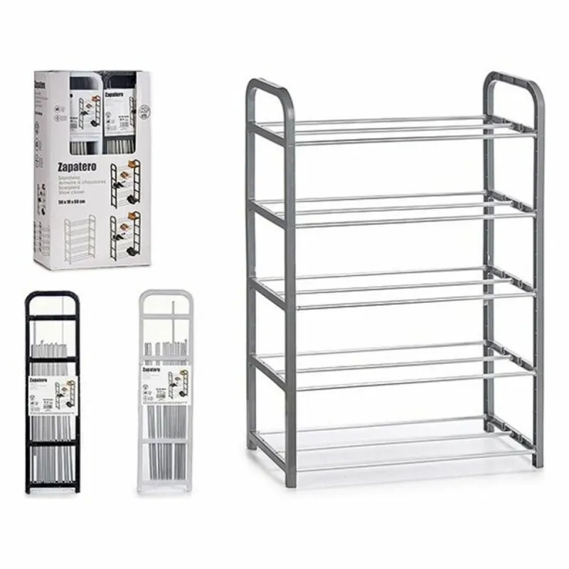 Shoe Rack Kipit White Black Grey Metal Steel polypropylene 68 x 3,5 x 18,5 cm 68 x 3 x 18,5 cm